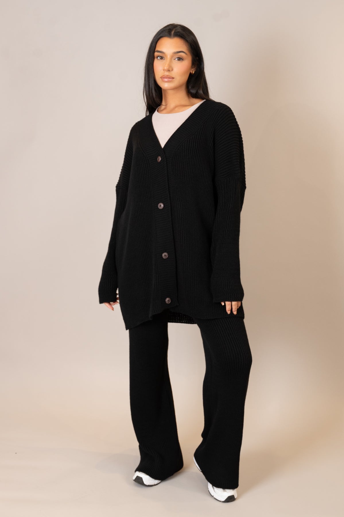 Black Fisherman Cardigan Co-Ord