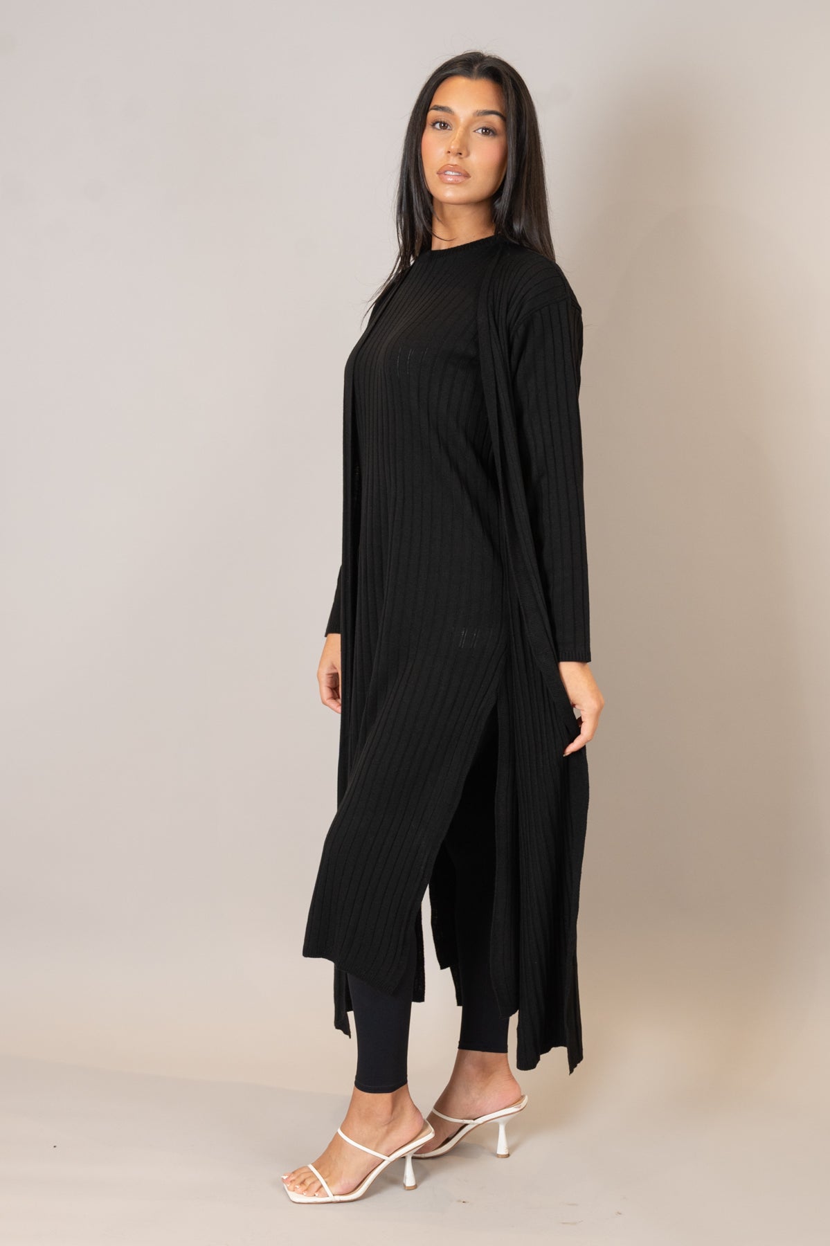 Black Ribbed Knit Cardigan Co-Ord