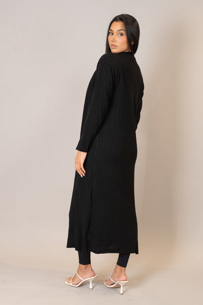 Black Ribbed Knit Cardigan Co-Ord