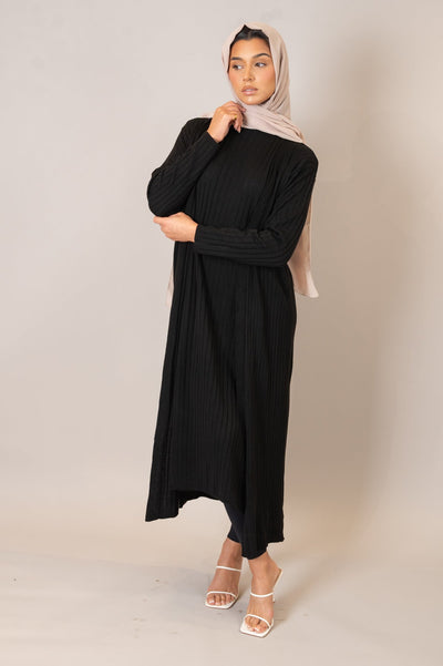 Black Ribbed Knit Cardigan Co-Ord