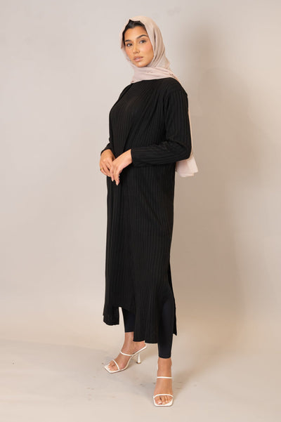 Black Ribbed Knit Cardigan Co-Ord