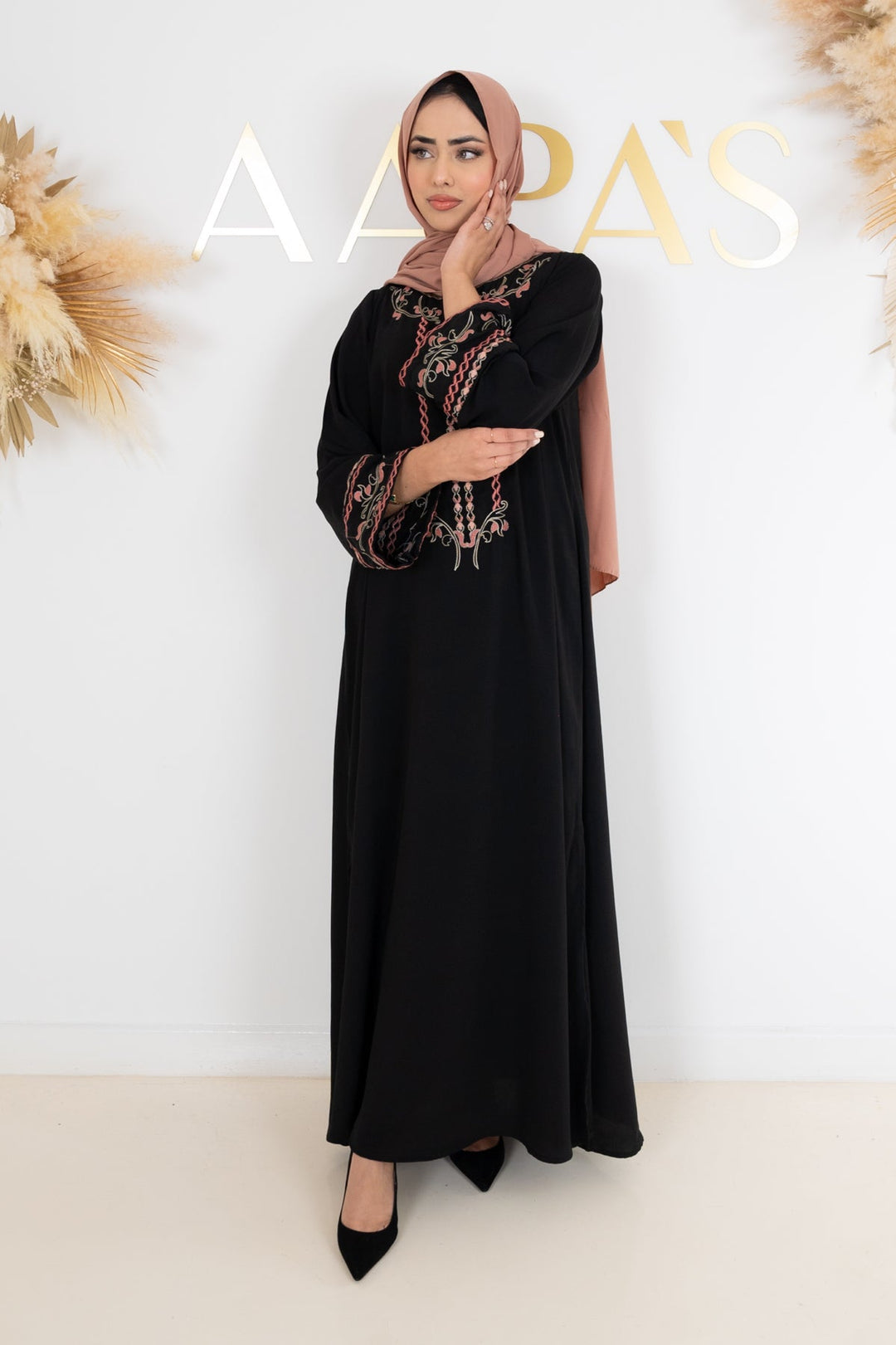 Black Embroidered Maxi Dress