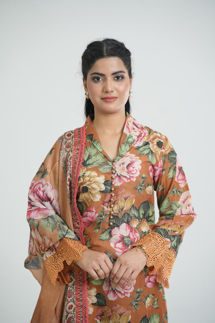 Dusk Bloom - Farasha Printed Essentials Stitched