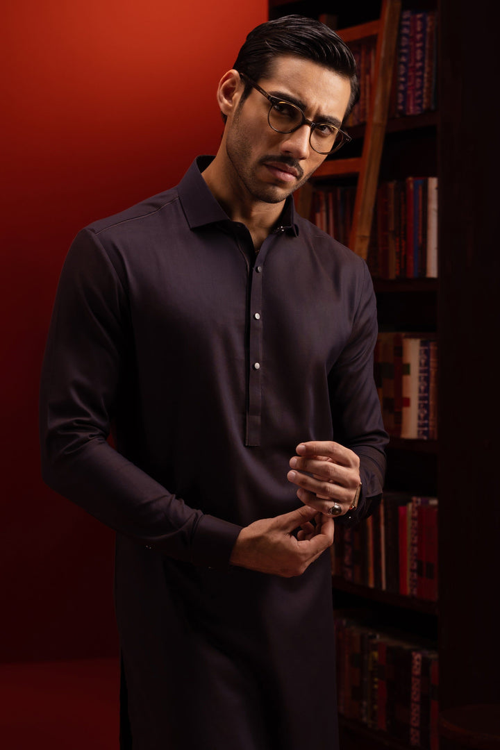 Cotton Deep Plum Kurta Trouser - Cast & Crew