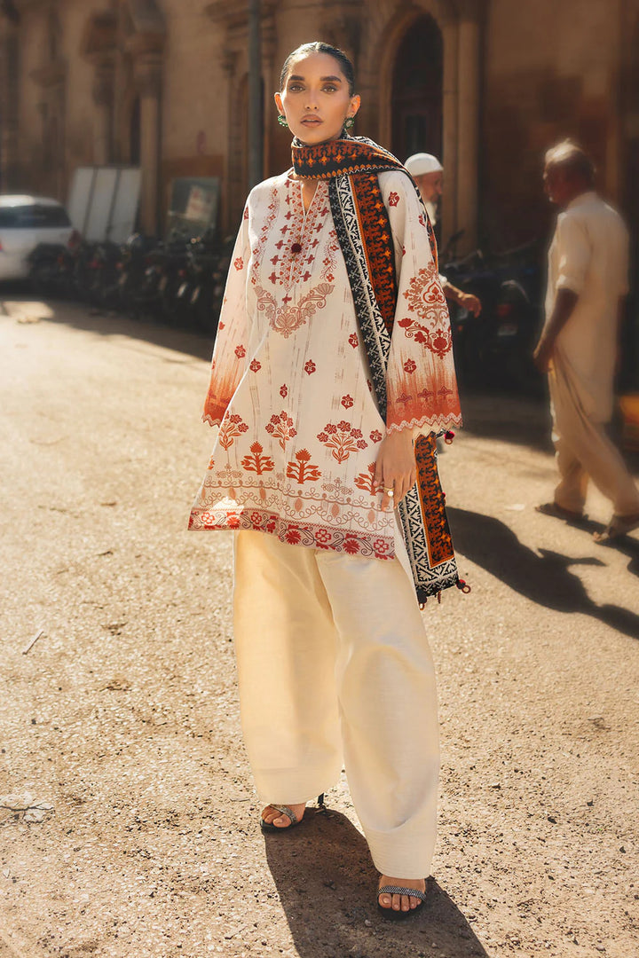 Linen Khaddar Off White Stitched Suit - Gul Ahmed