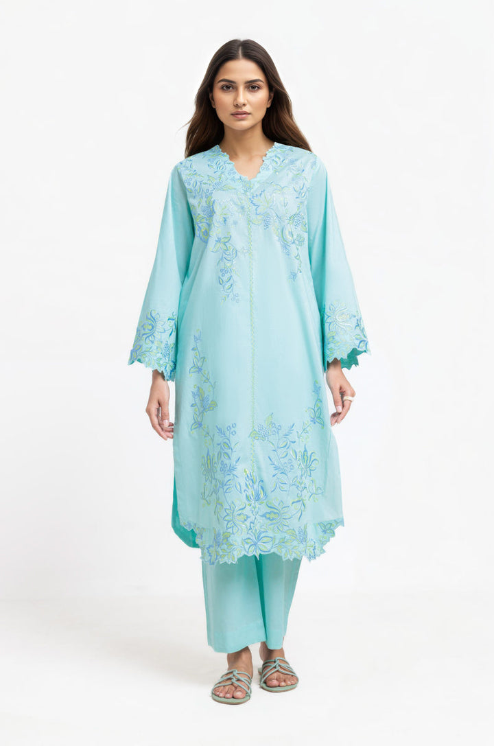 Jacquard Light Blue Stitched Suit - Bonanza