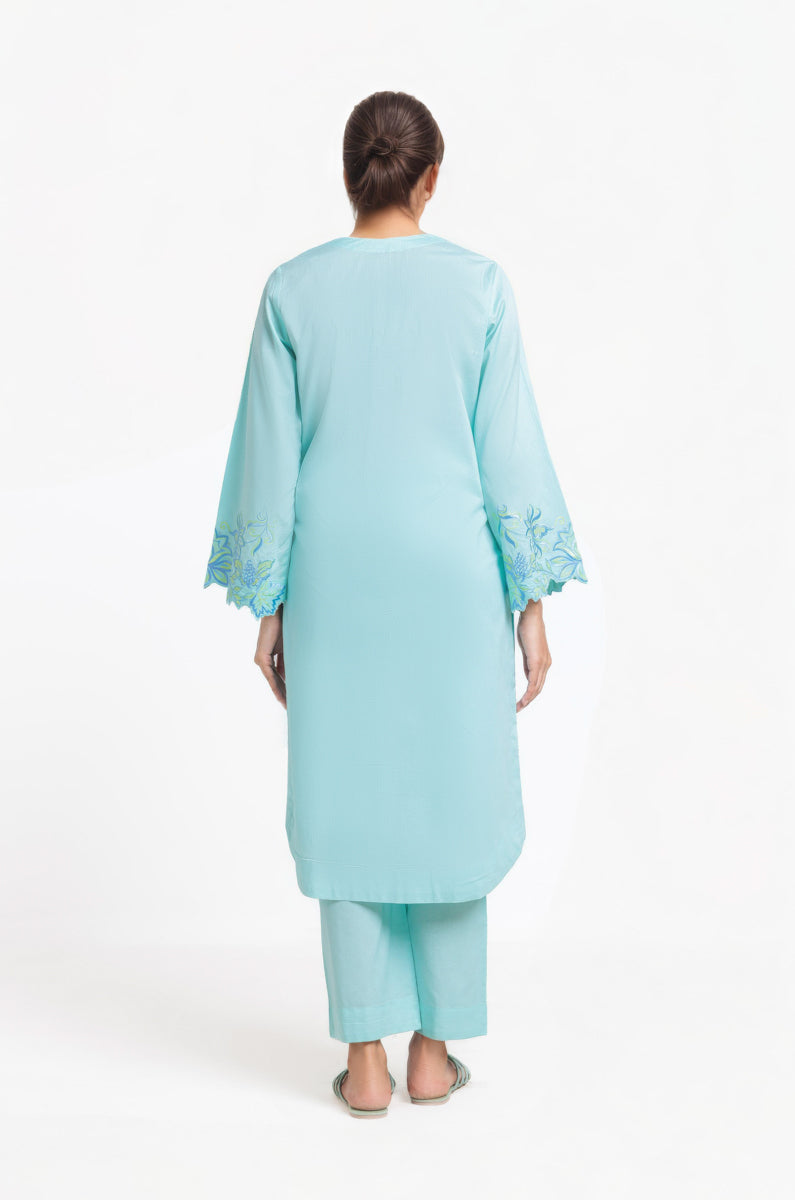 Jacquard Light Blue Stitched Suit - Bonanza