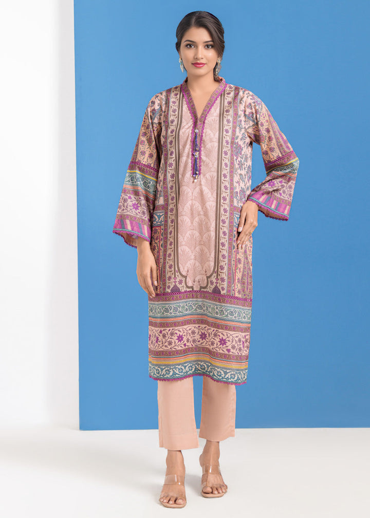 Lawn Coral Stitched Suit - Bonanza