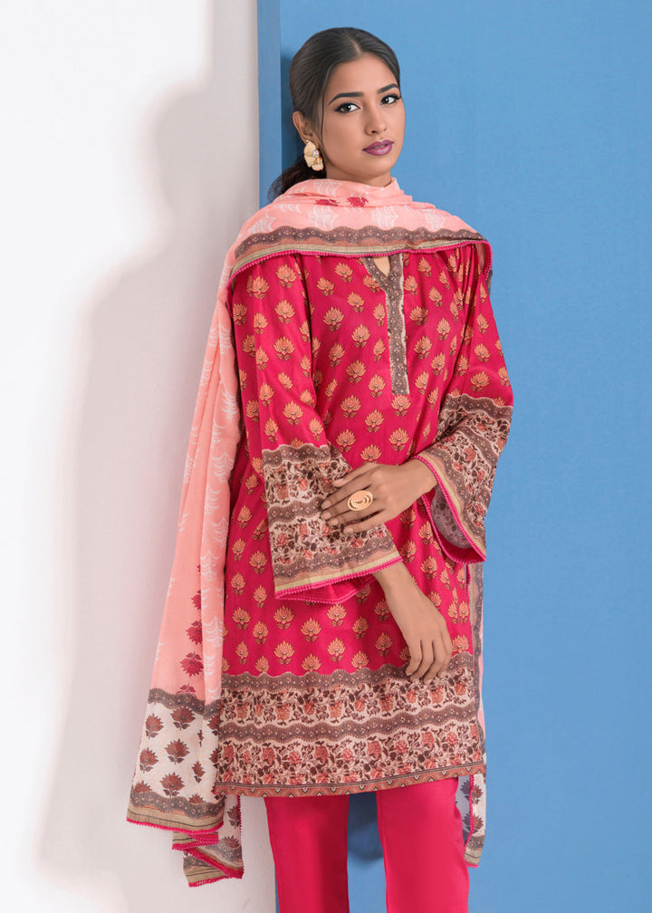 Lawn Dark Pink Stitched Suit - Bonanza