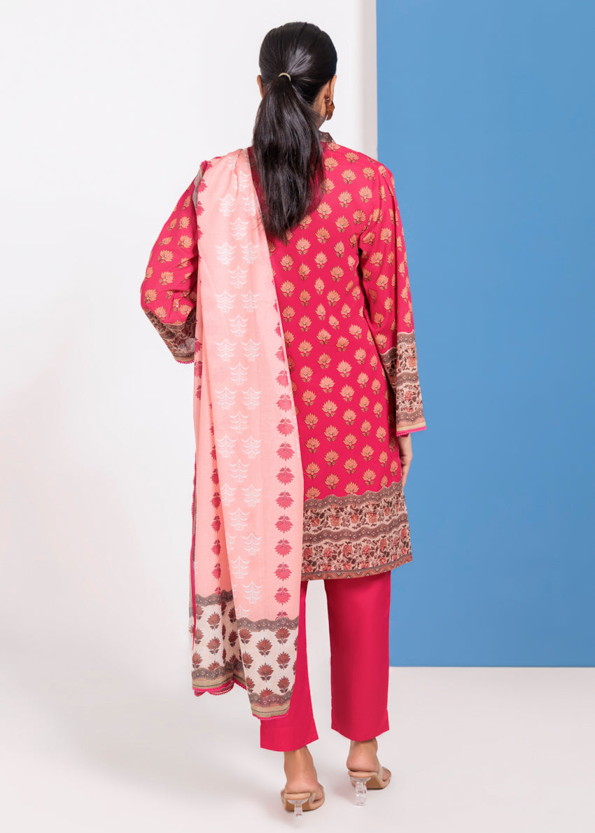 Lawn Dark Pink Stitched Suit - Bonanza