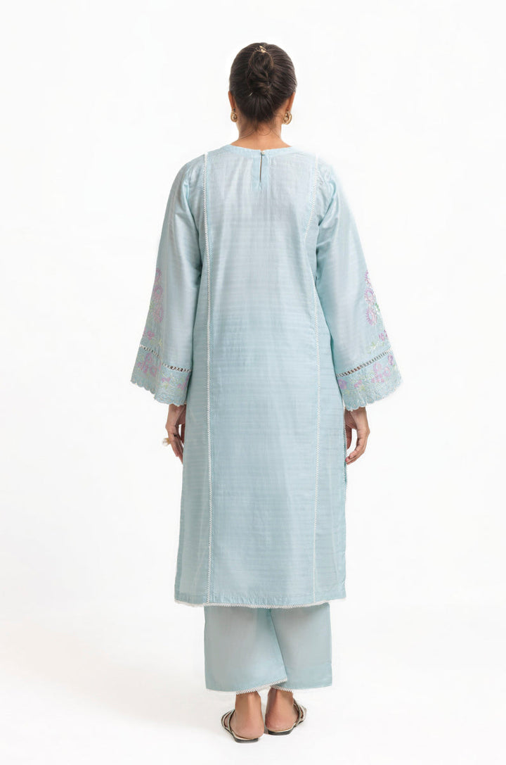 Jacquard Light Blue Stitched Suit - Bonanza