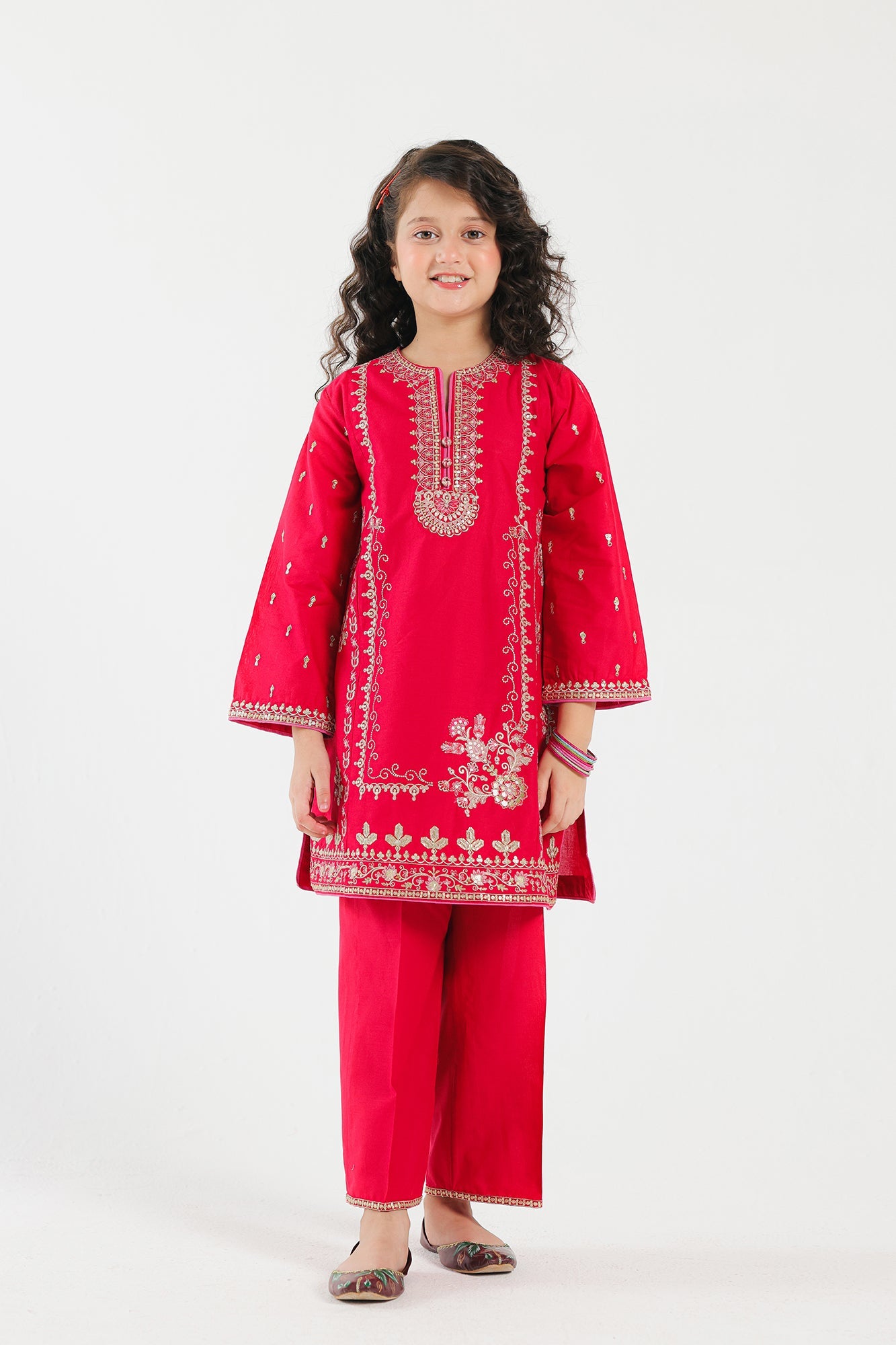 Lawn Red Stitched Suit - Ethnic