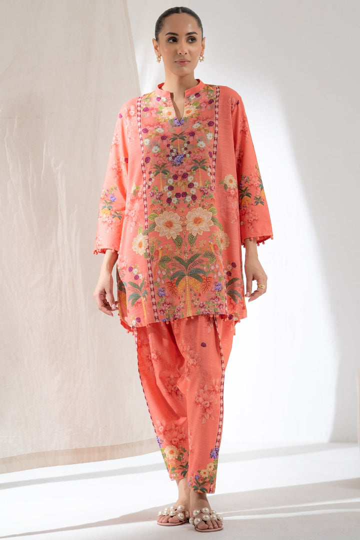 Slub Cambric Peach Stitched Suit - Ego