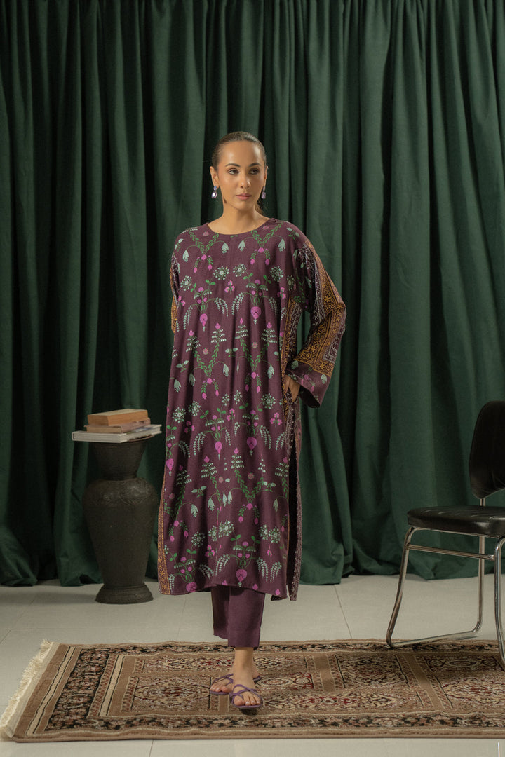 Peached Viscose Plum Stitched Suit - Ego