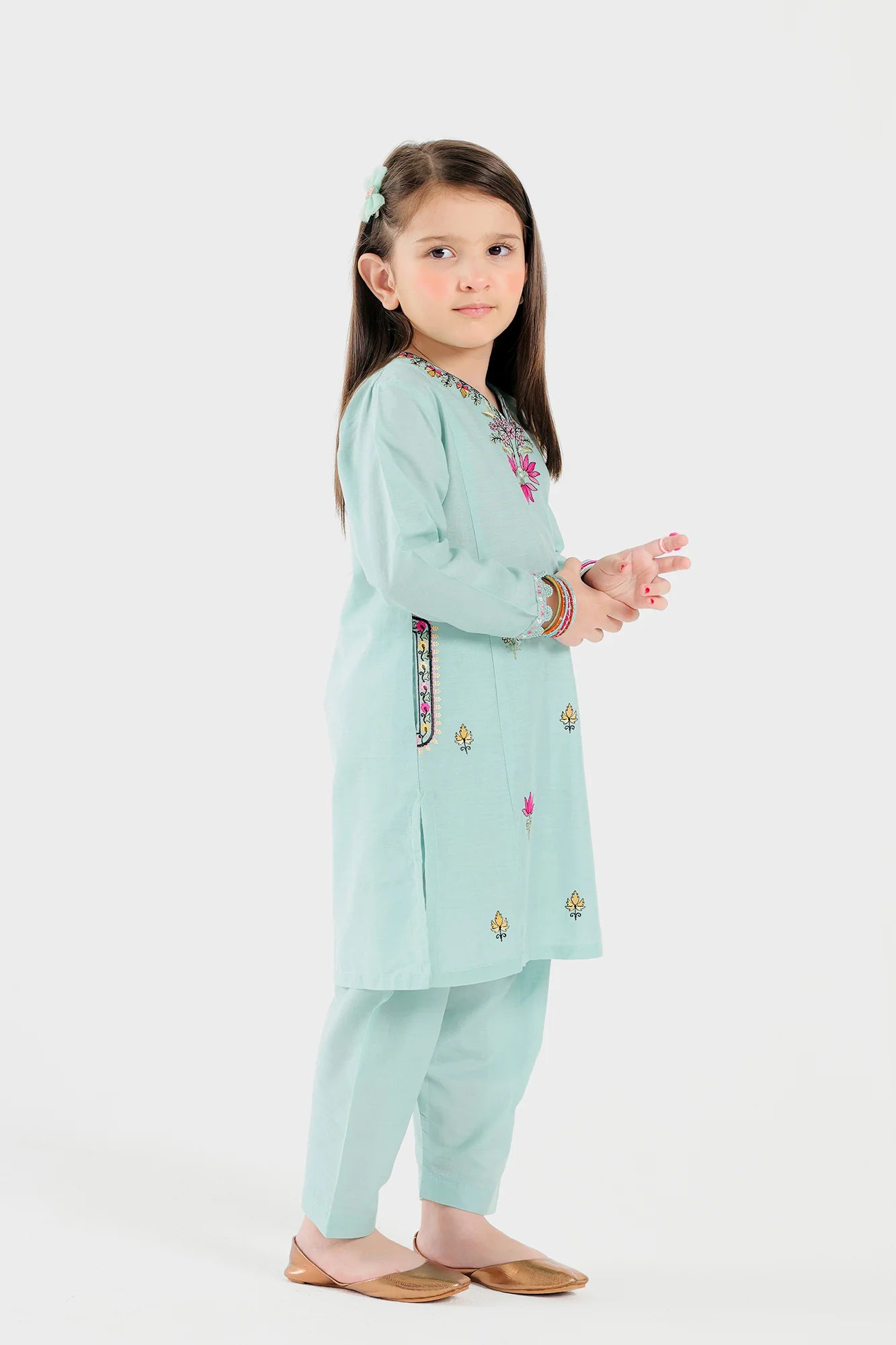 Lawn Grey & Red Stitched Suit - Ethnic