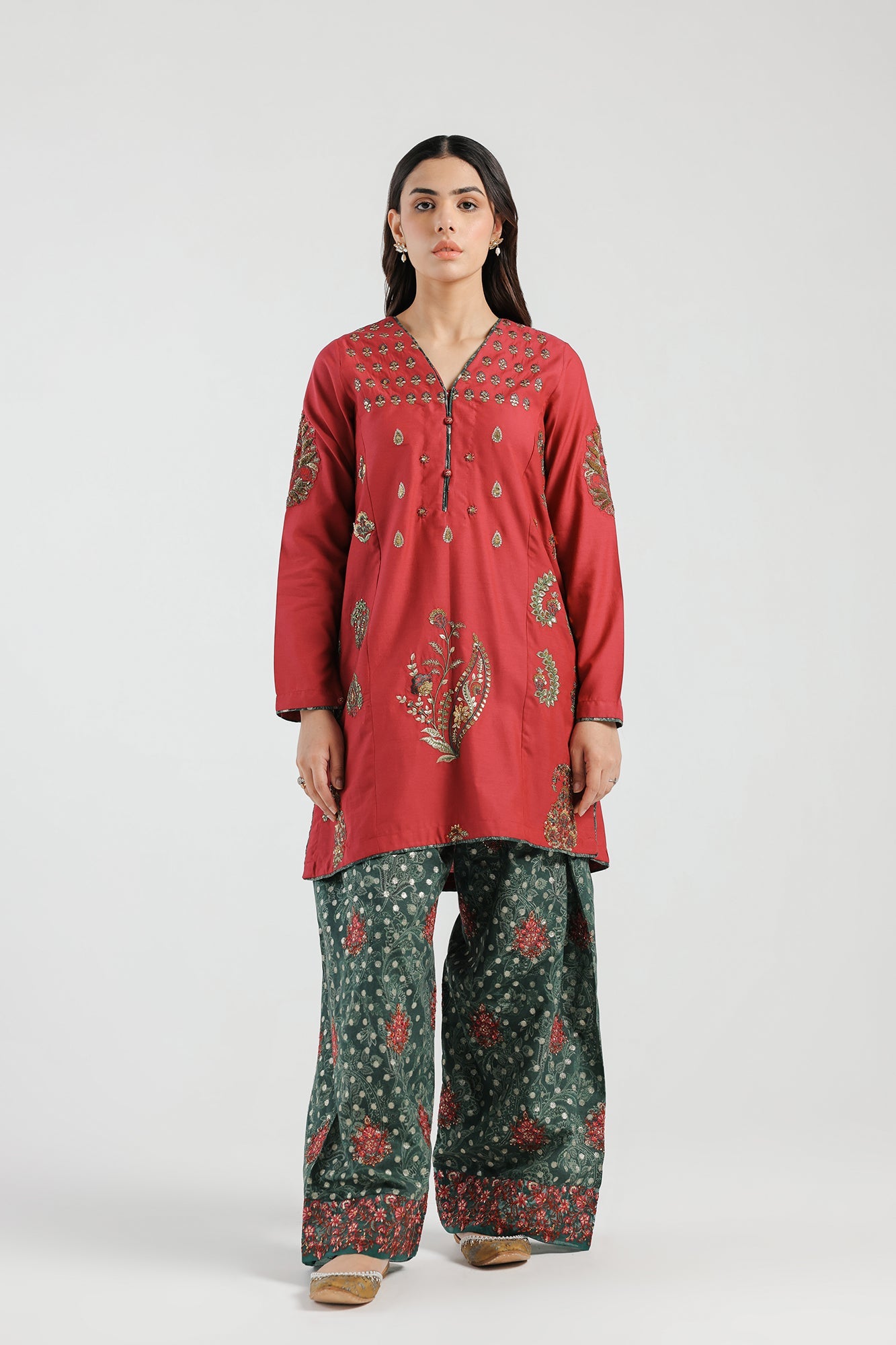 Filament Magenta Stitched Suit - Ethnic