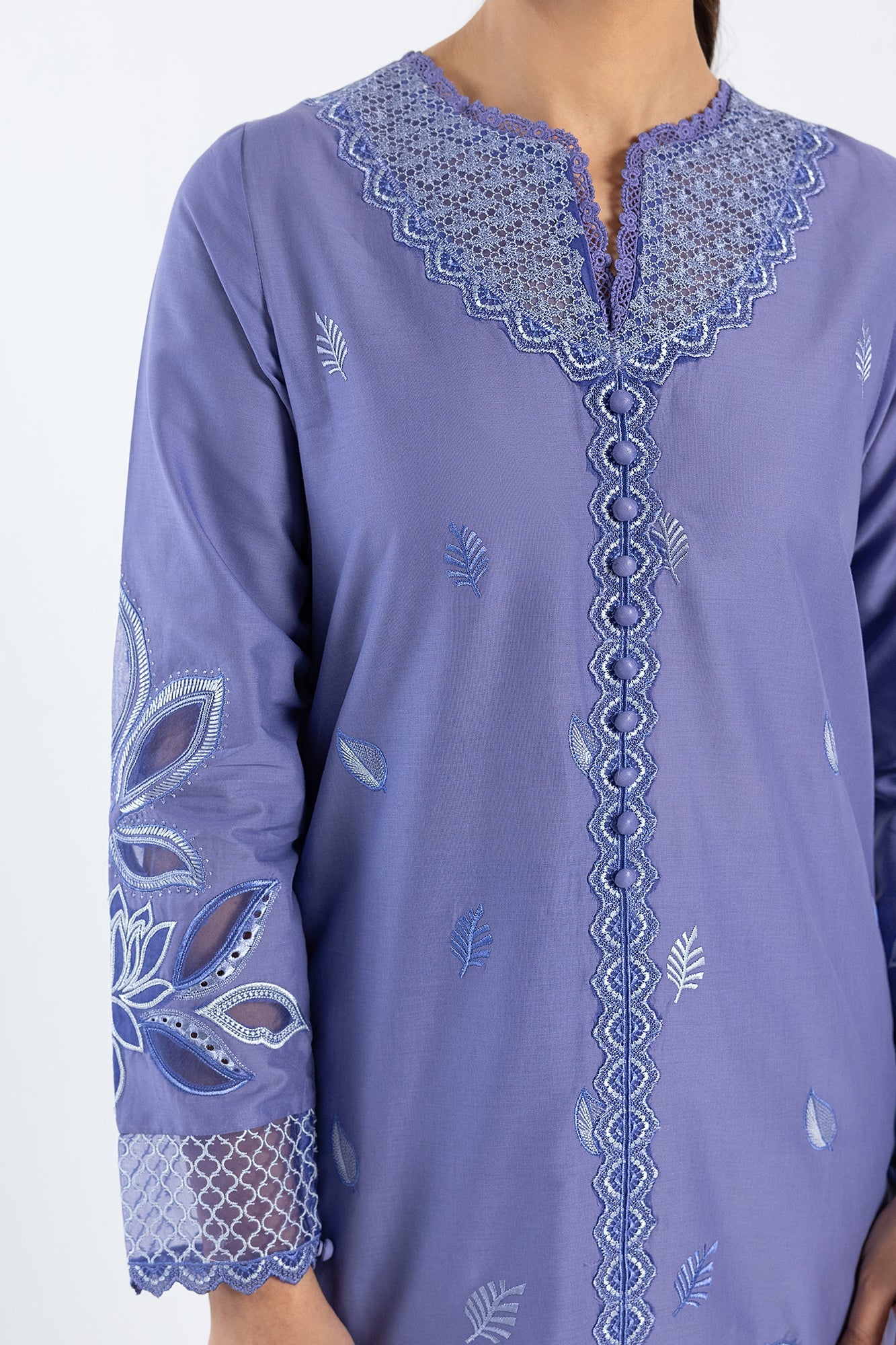 Lawn Ice Blue Stitched Suit - Ethnic