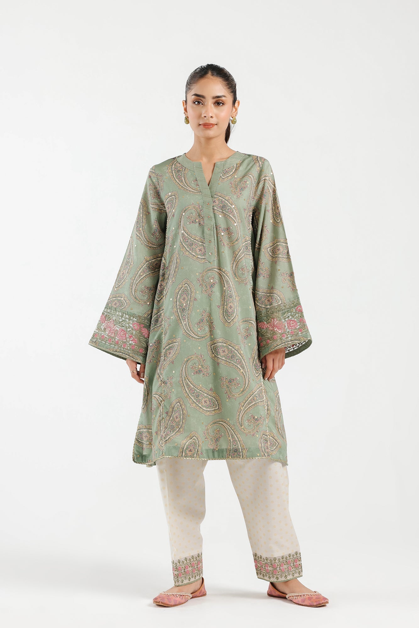 Filament Apple Green Stitched Suit - Ethnic