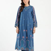 Lawn Cobalt Stitched Suit - Ethnic