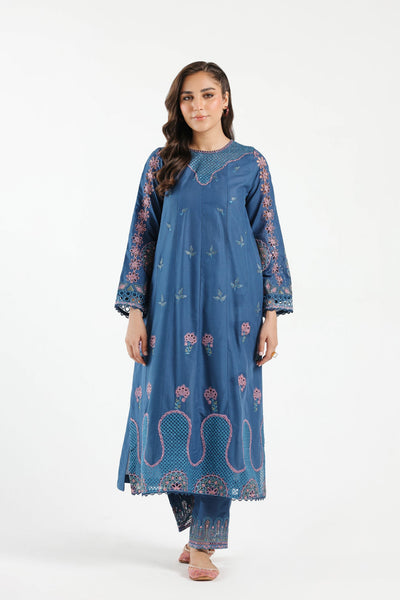 Lawn Cobalt Stitched Suit - Ethnic