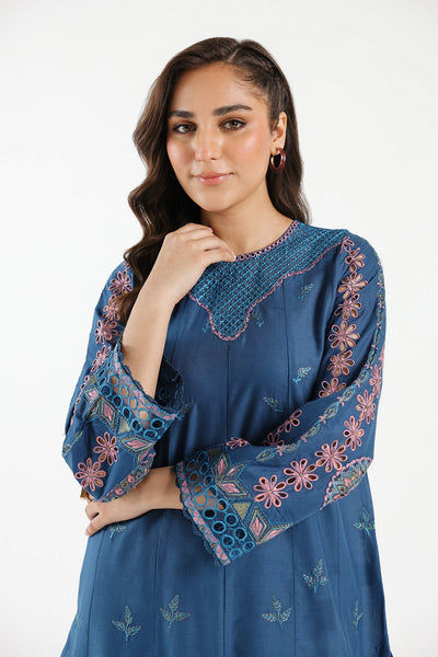 Lawn Cobalt Stitched Suit - Ethnic