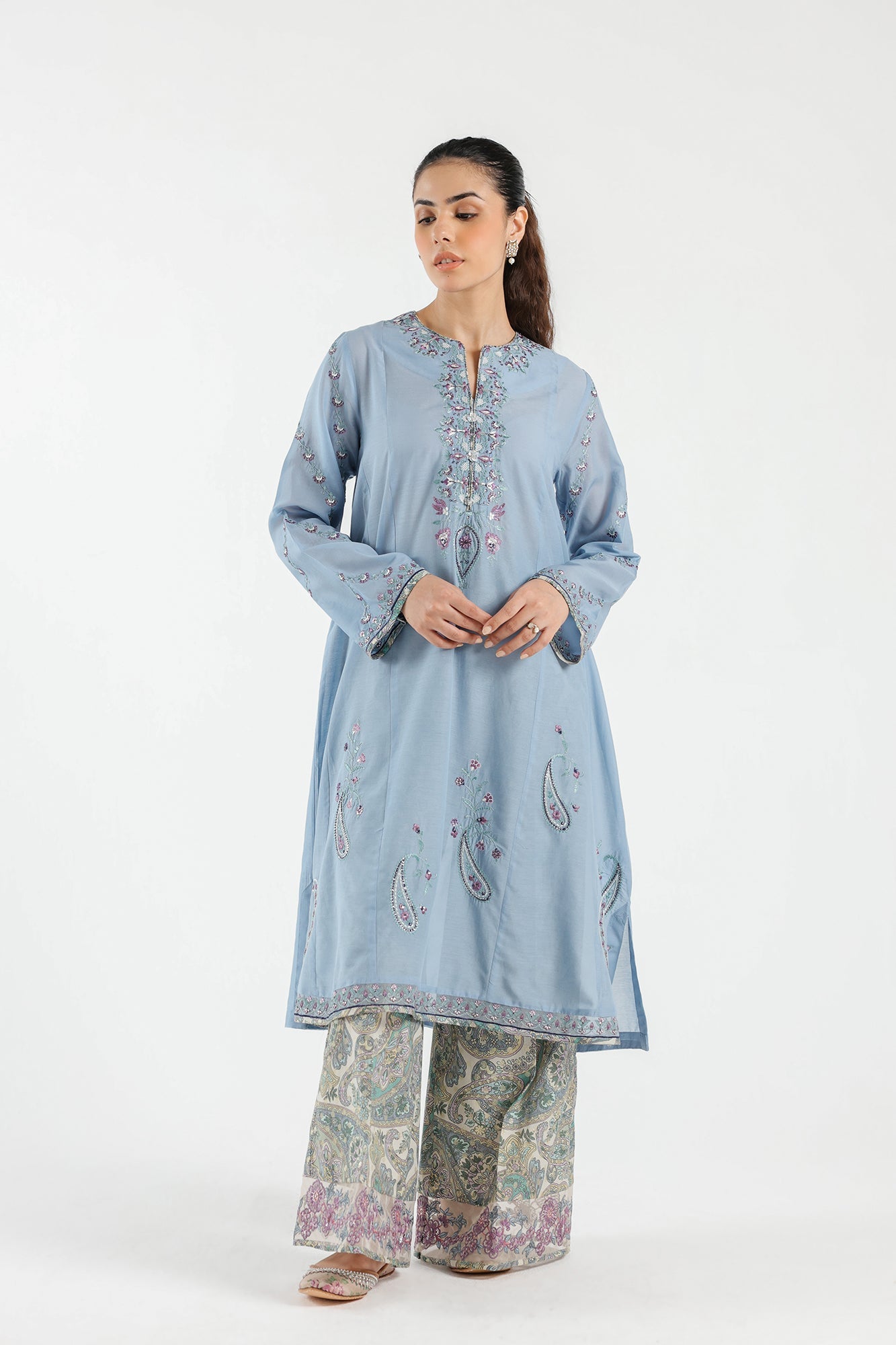 Lawn Ice Blue Stitched Suit - Ethnic