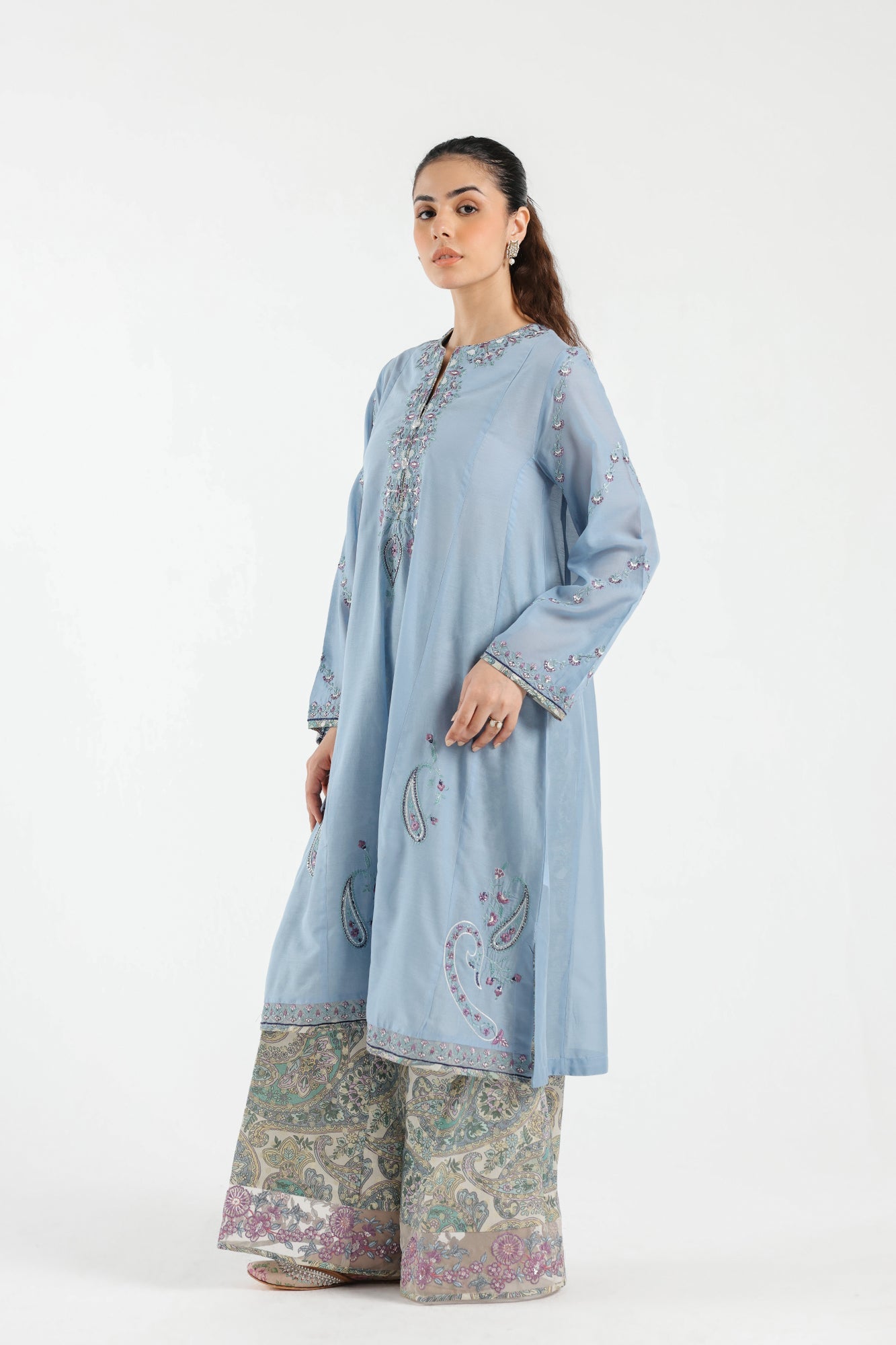 Lawn Ice Blue Stitched Suit - Ethnic