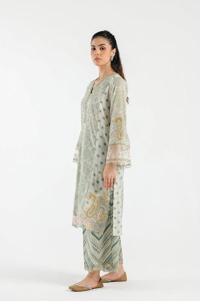 Lawn Green Stitched Suit - Ethnic