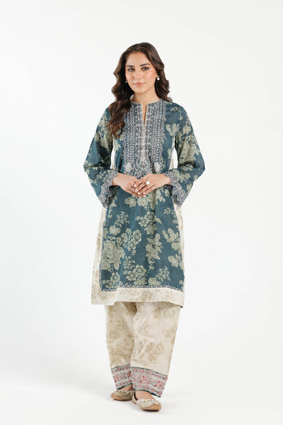 Lawn Teal Stitched Suit - Ethnic