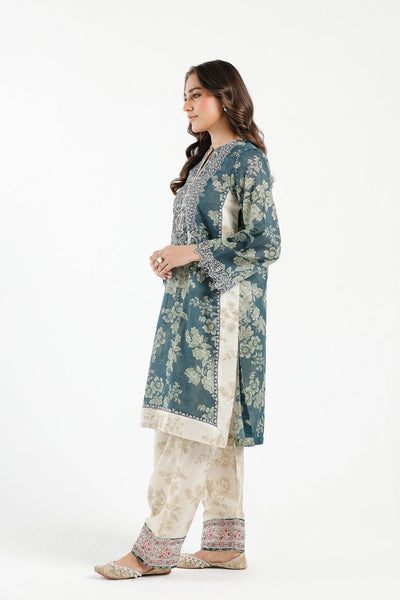 Lawn Teal Stitched Suit - Ethnic