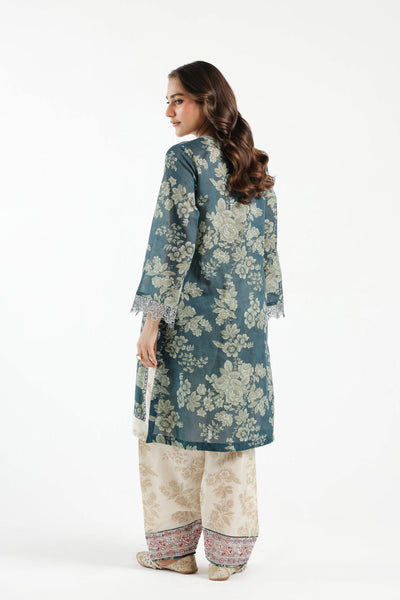 Lawn Teal Stitched Suit - Ethnic