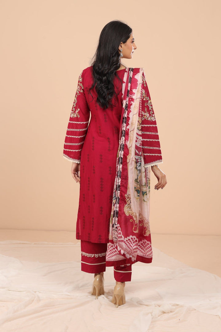 Red Riding Hood 3 Piece Suit - Elaf Chikankari Collection
