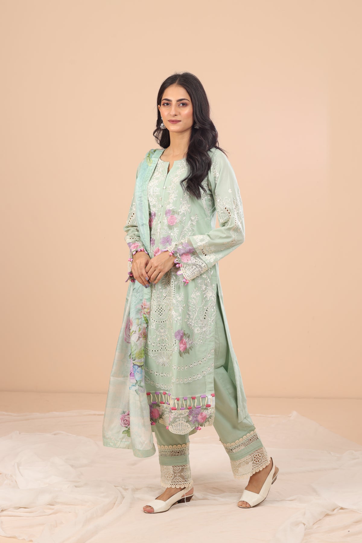 Serenity 3 Piece Suit - Elaf Chikankari Collection