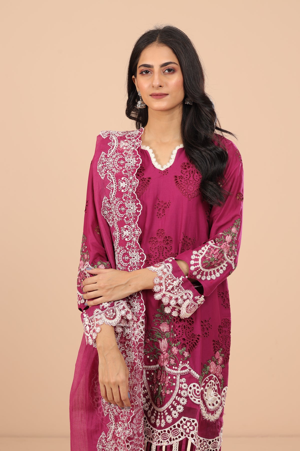 Petal 3 Piece Suit - Elaf Chikankari Collection