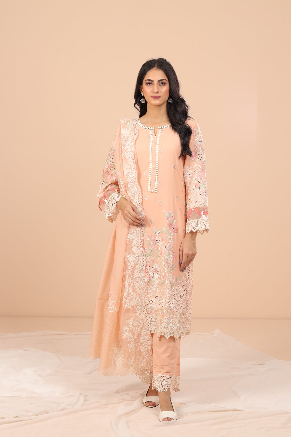 Magnolia 3 Piece Suit - Elaf Chikankari Collection