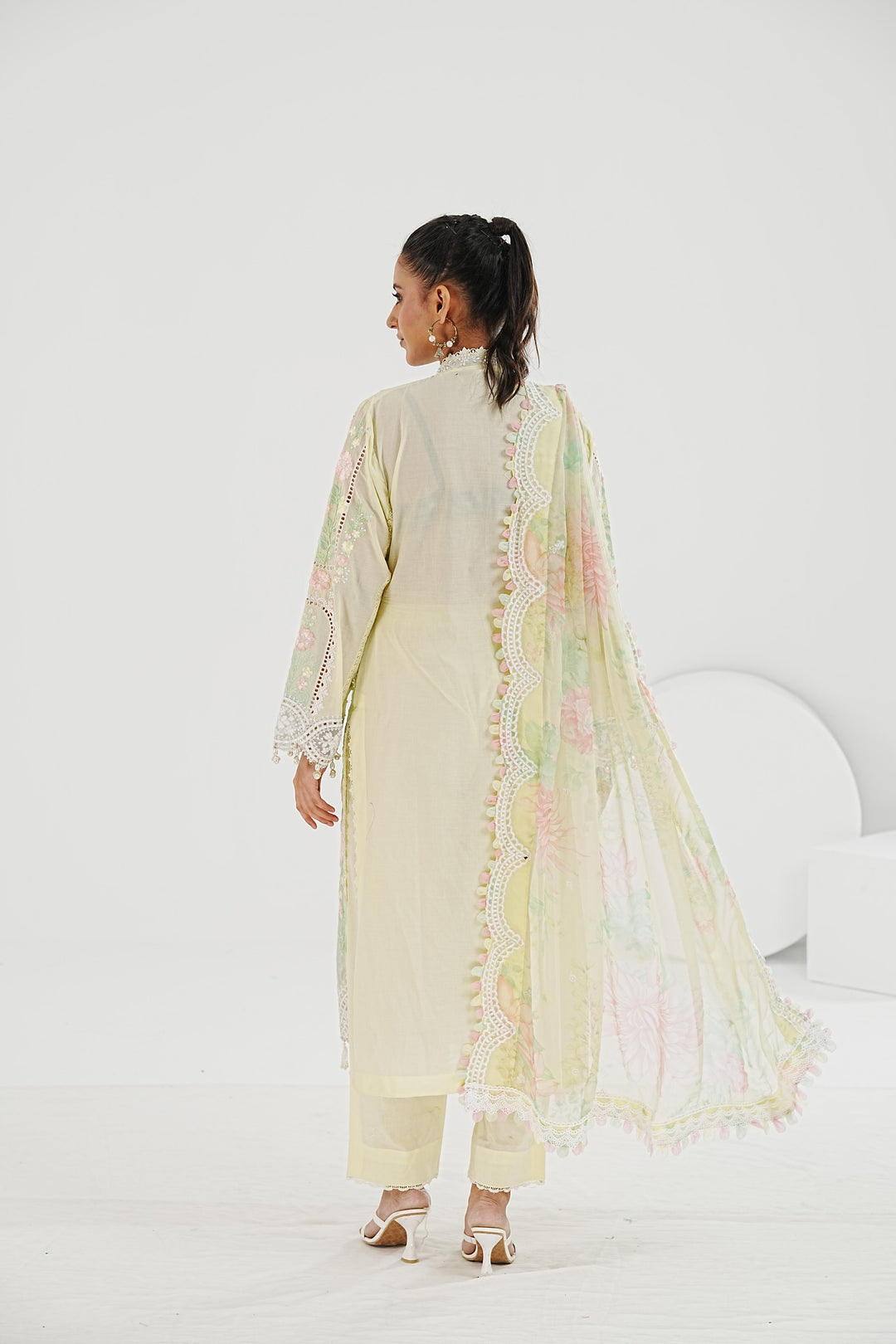 Embroidered Lawn Lemon Stitched Suit - Maria B