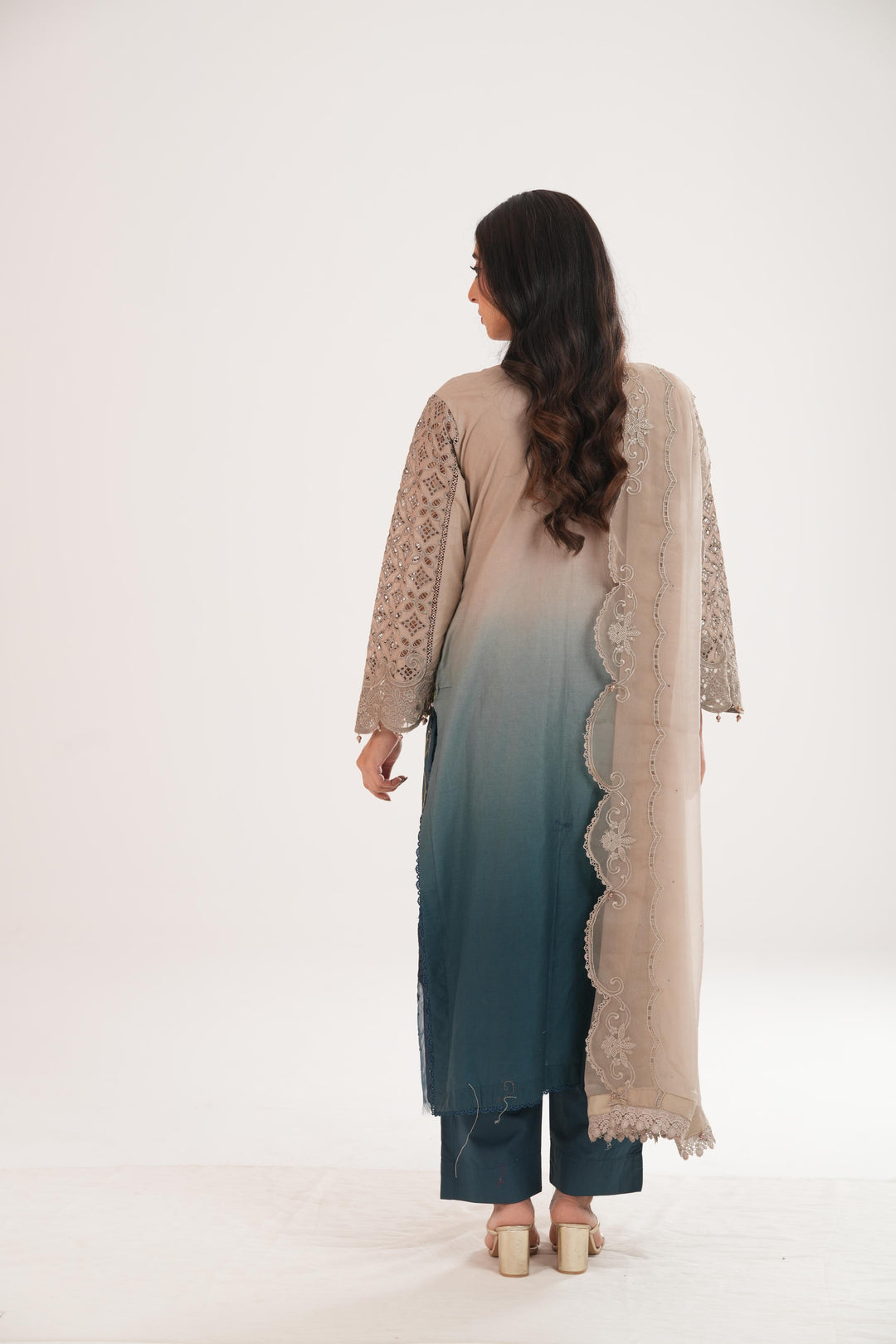 Embroidered Lawn Beige Stitched Suit - Maria B