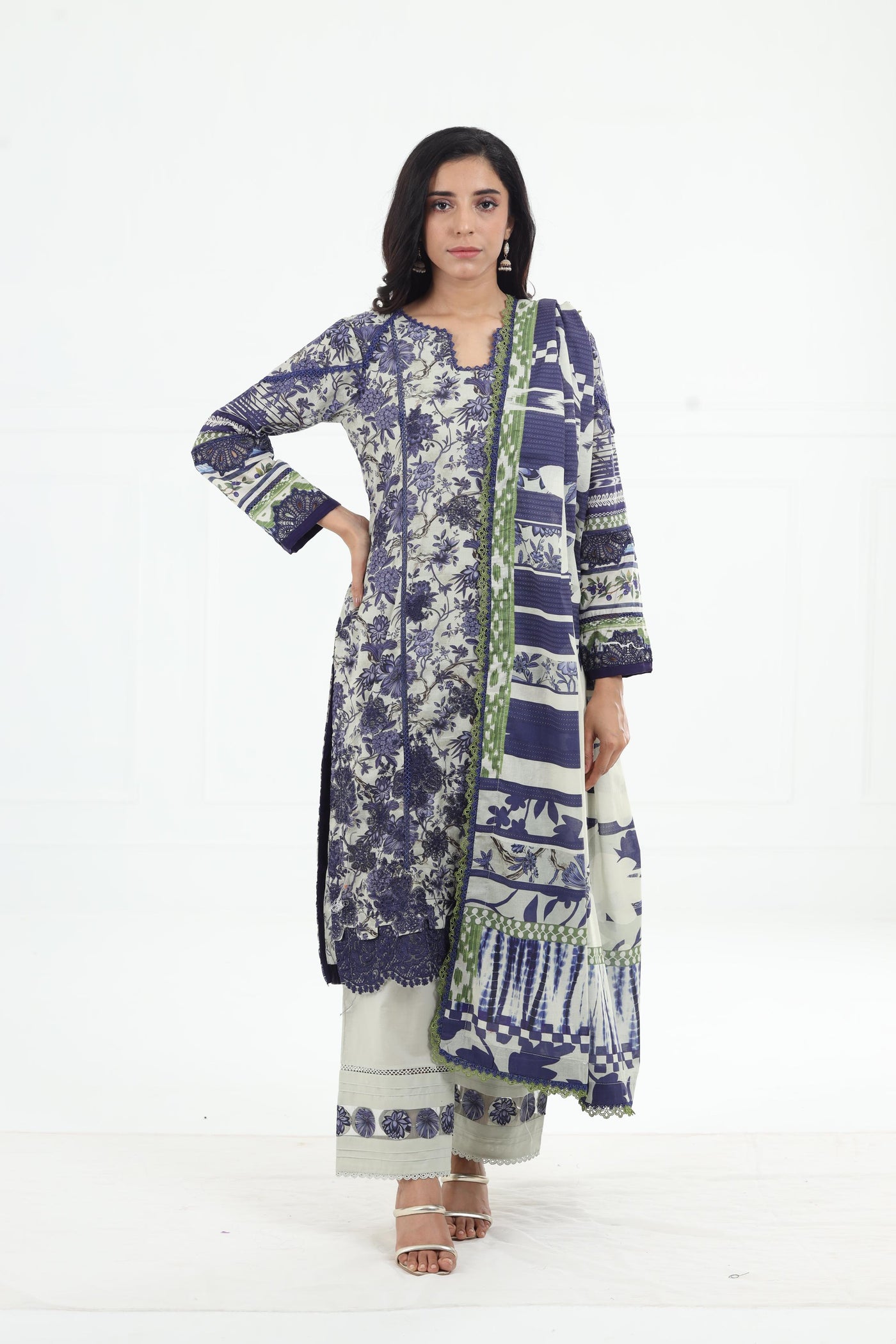 Blue Blossom - Elaf Premium Chikankari Stitched Collection