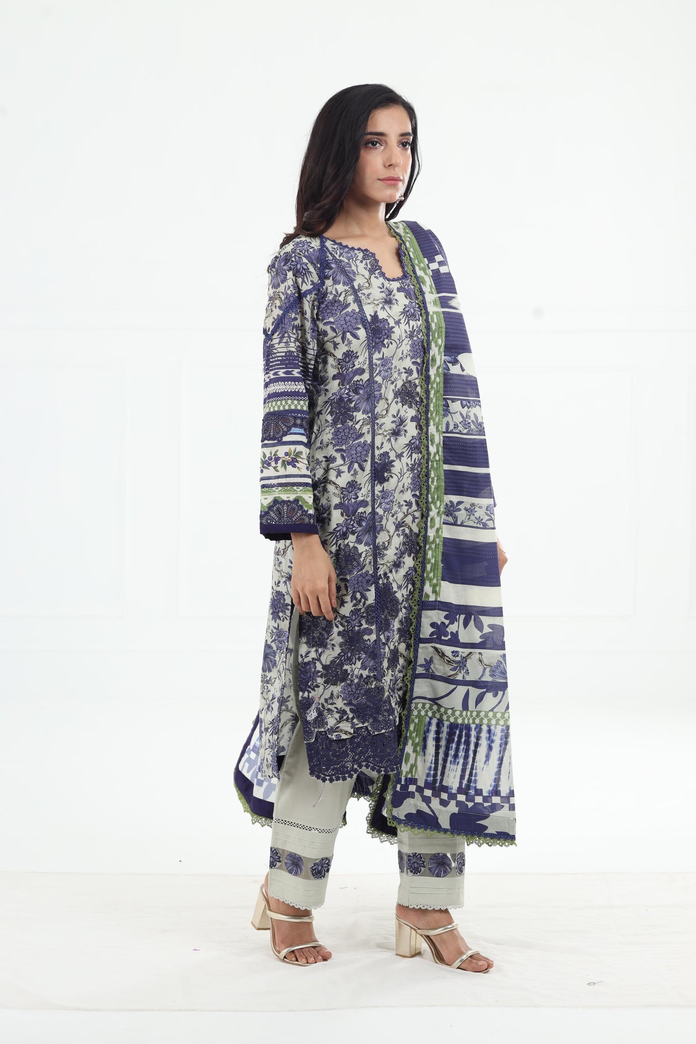 Blue Blossom - Elaf Premium Chikankari Stitched Collection