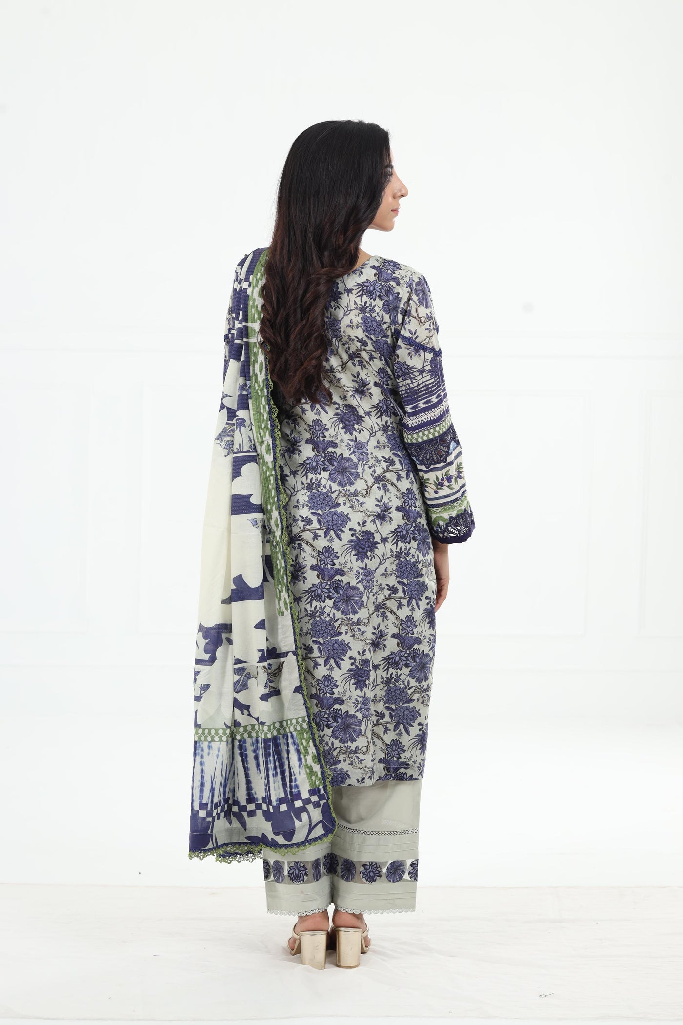 Blue Blossom - Elaf Premium Chikankari Stitched Collection