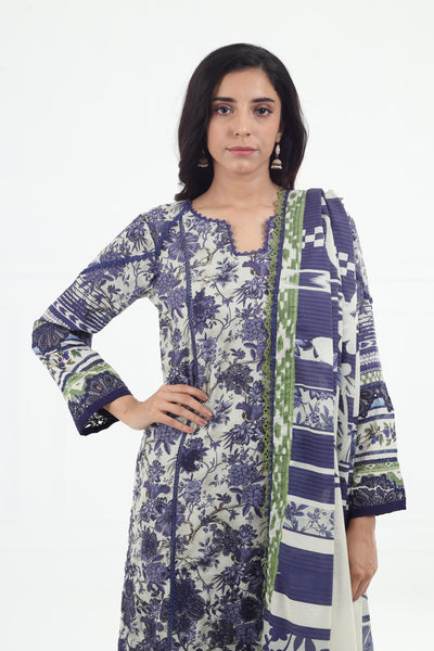 Blue Blossom - Elaf Premium Chikankari Stitched Collection