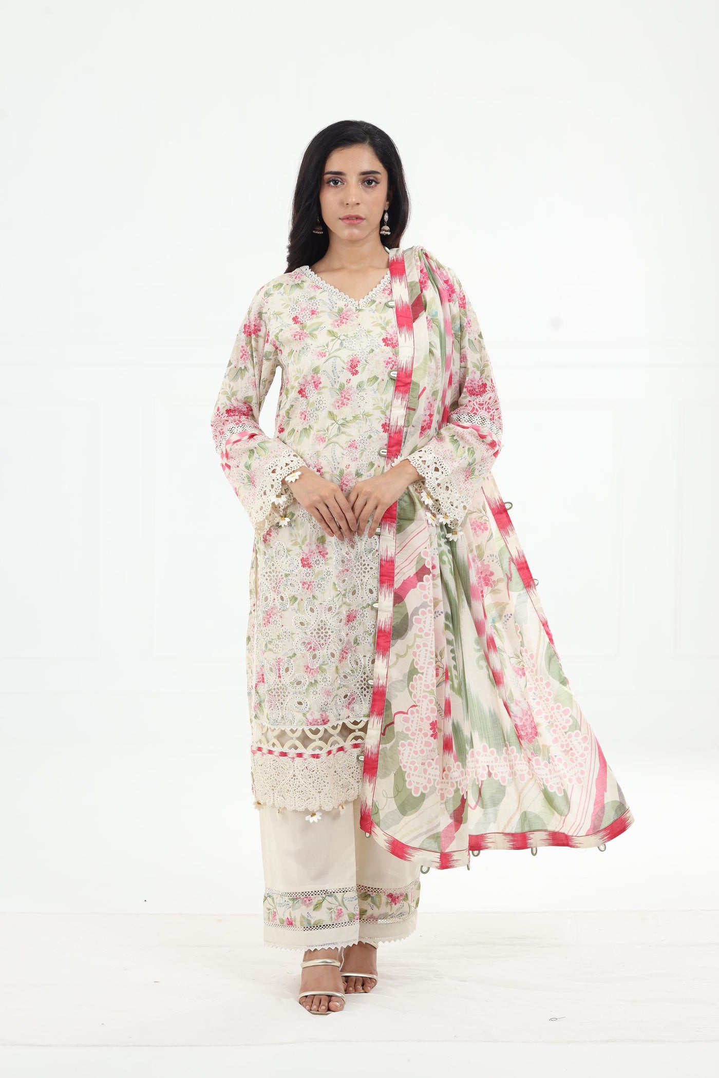 Sweet Greens - Elaf Premium Chikankari Stitched Collection