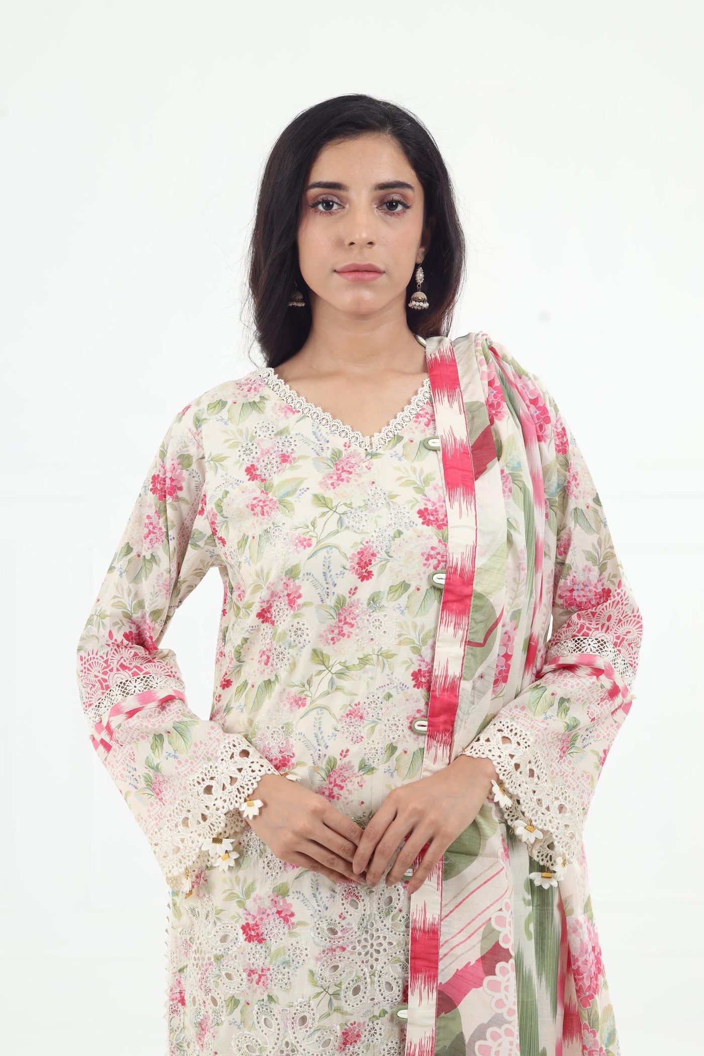 Sweet Greens - Elaf Premium Chikankari Stitched Collection