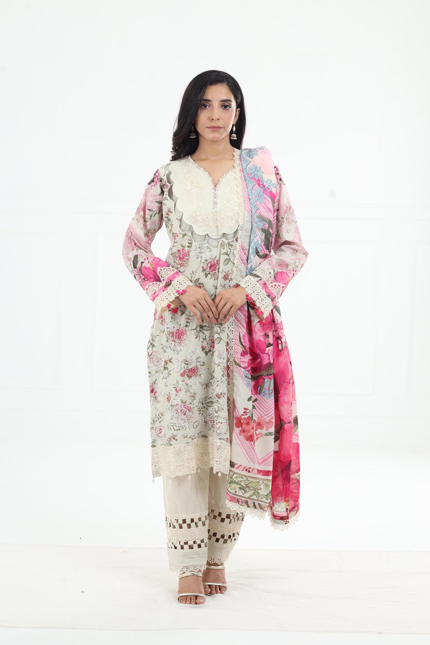 Roses & Whites - Elaf Premium Chikankari Stitched Collection