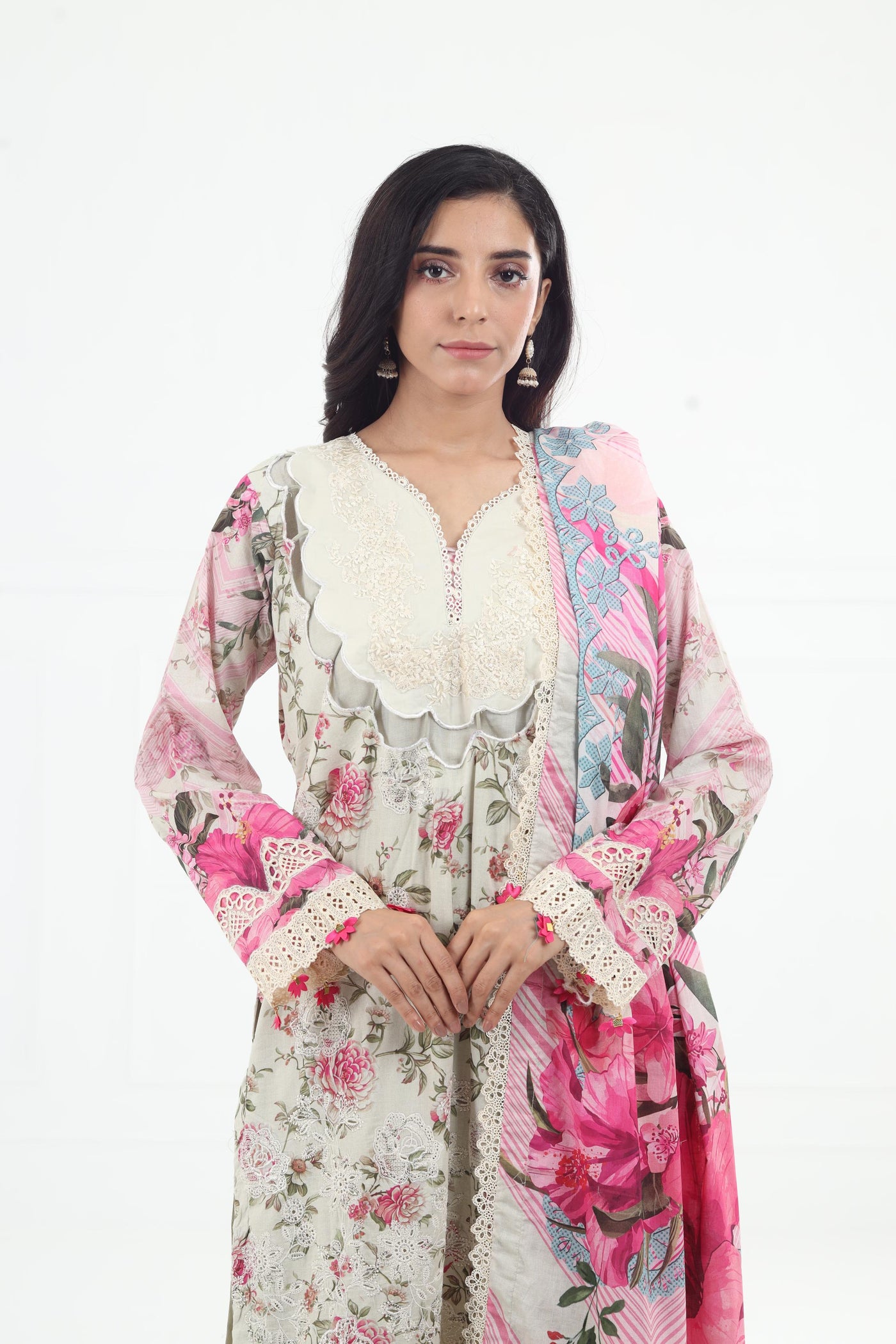 Roses & Whites - Elaf Premium Chikankari Stitched Collection