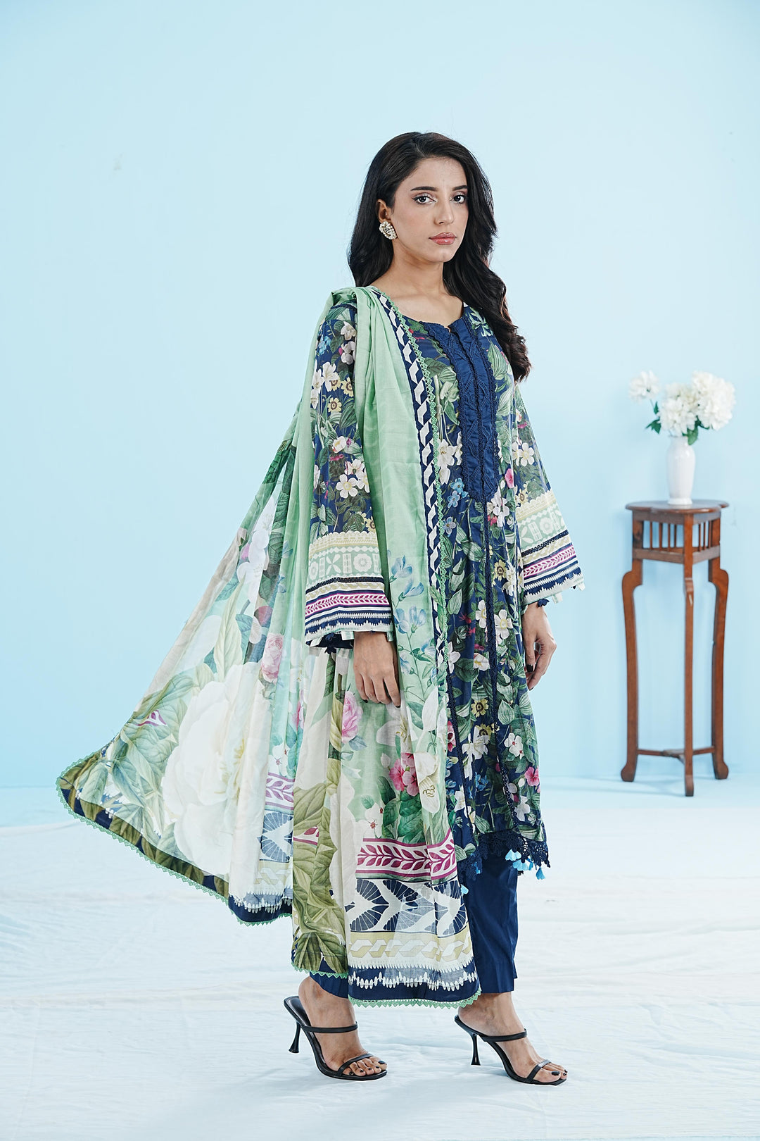 Lawn Blue Stitched Suit - Elaf