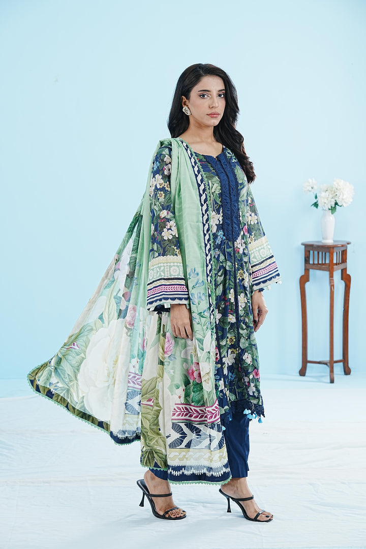 Lawn Blue Stitched Suit - Elaf
