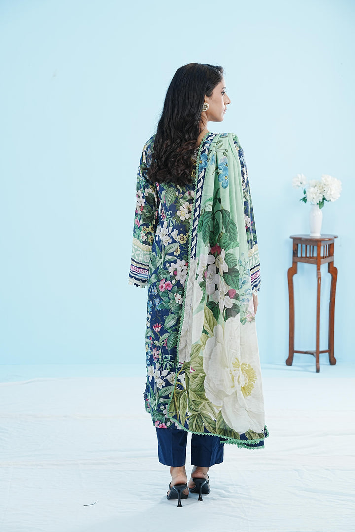 Lawn Blue Stitched Suit - Elaf