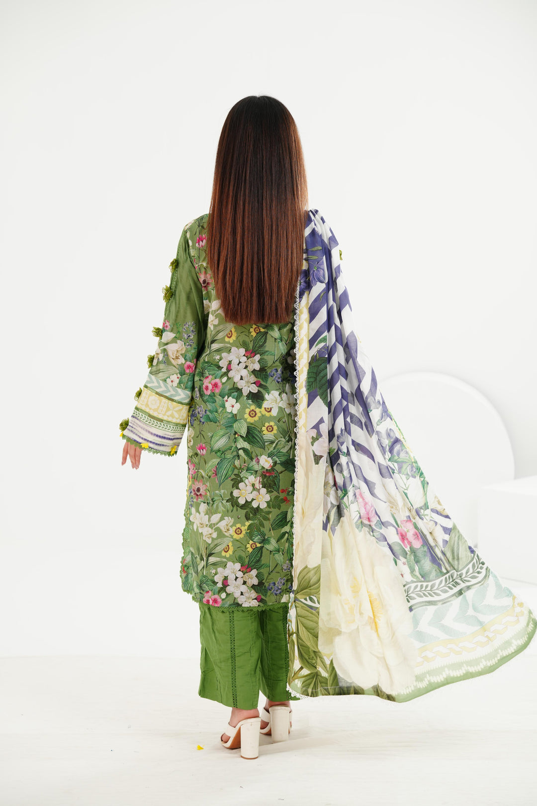Lawn Green Stitched Suit - Elaf