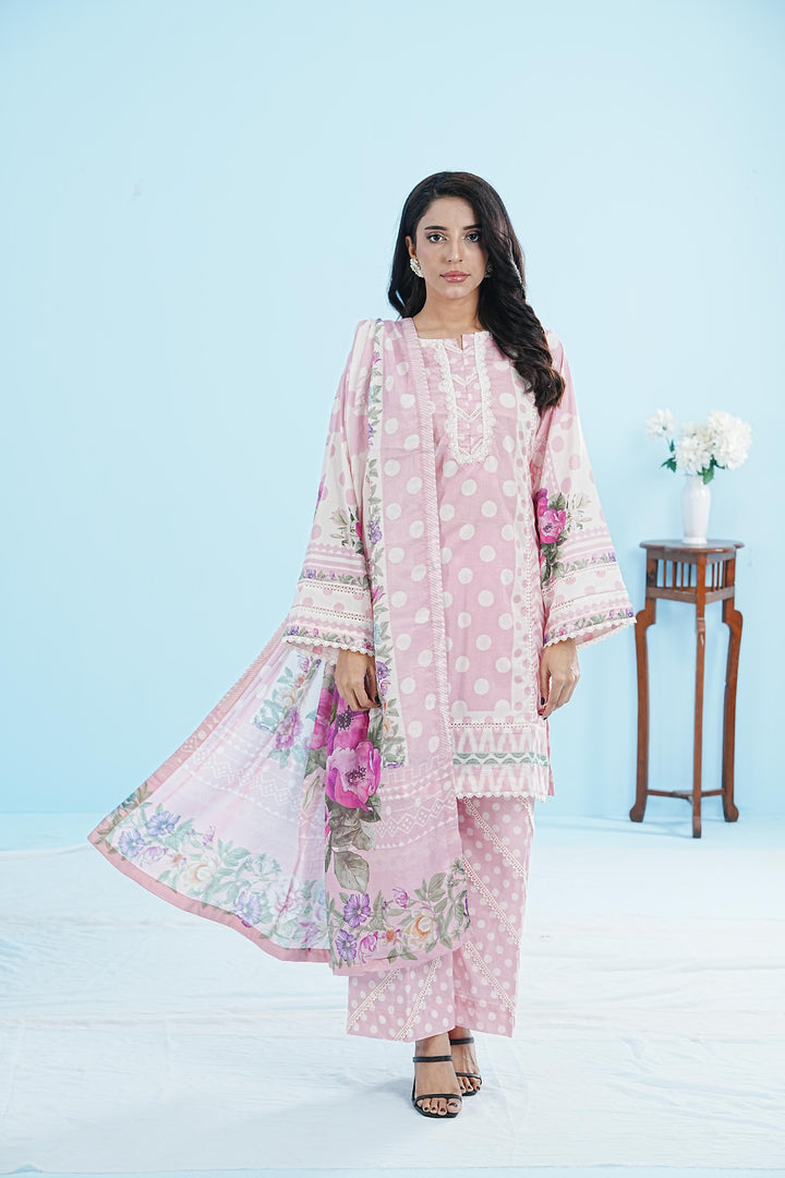 Lawn Pink Stitched Suit - Elaf